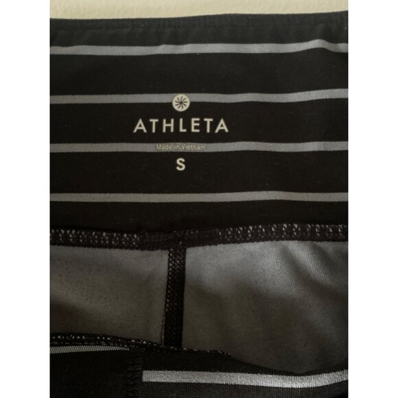 Athleta Leggings S Chaturanga Stripe Tight Black Gray Full Ankle 27" Yoga - Picture 6 of 10